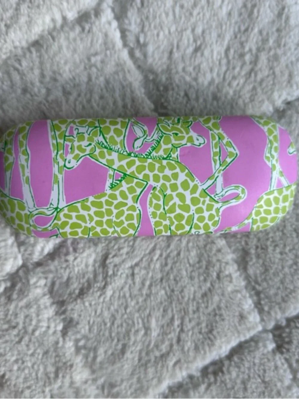 Lilly Pulitzer | Green and Pink Giraffe Print Hard Shell Eyeglass Case